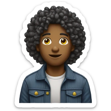 Joven mulato con rizos fumando sticker