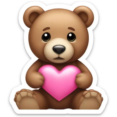 Teddy bear with pink heart sticker
