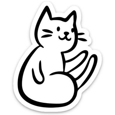 Curious cat looking up with one paw raised sticker