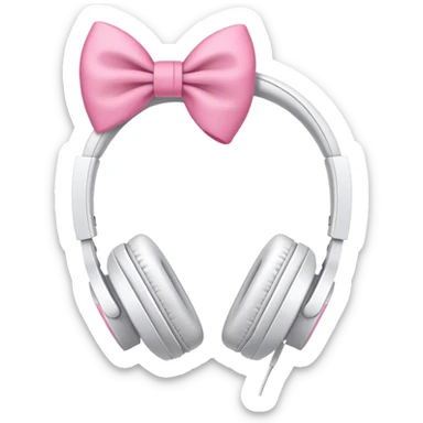White headphones with pink bow sticker