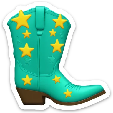 turquoise cowboy boots with yellow stars sticker