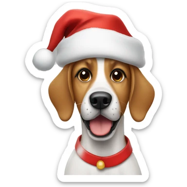 Dog wearing a Santa hat sticker