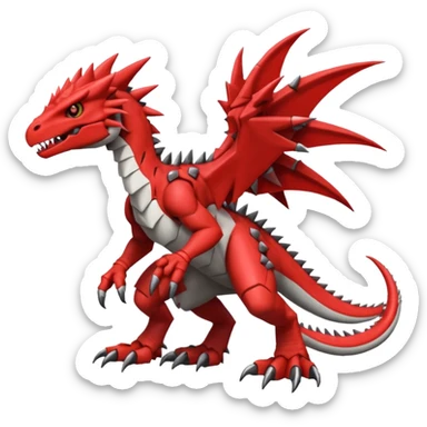 Cool Edgy Digimon-Fakemon-Guilmon-Velociraptor-Dragon full body sticker