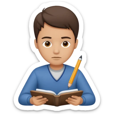 persona cuaderno apuntando sticker