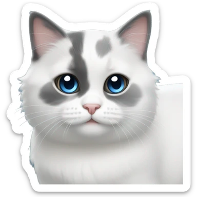 white/black/gray munchkin cat with blue eyes sticker