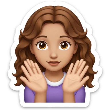 OMG girl with hands, brown wavy ha ir sticker