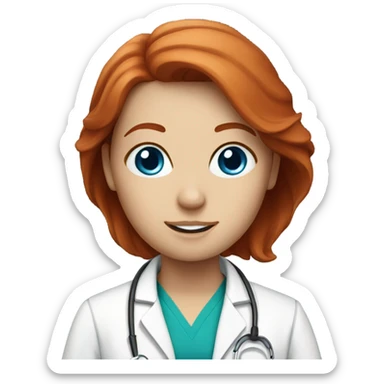 Red headed, blue eyed female doctor  sticker