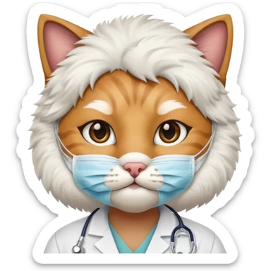 doctor cat, surgical mask sticker