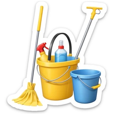 bucket with cleaning equipment sticker