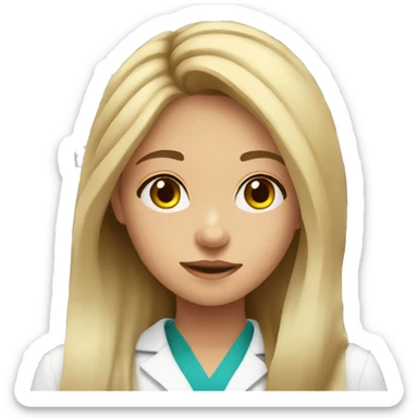 Fair skin young girl with long hair working in a pharmacy sticker