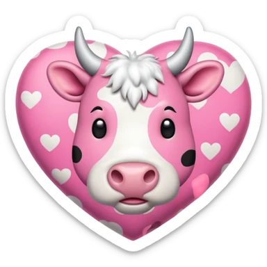 ultra realistic pink cow print heart sticker