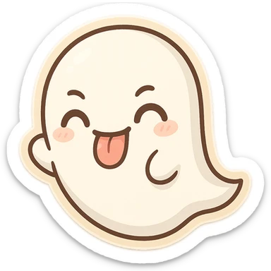 playful ghost sticking out its tongue sticker
