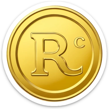 A single coin yellow color with text "RC" in the middle sticker