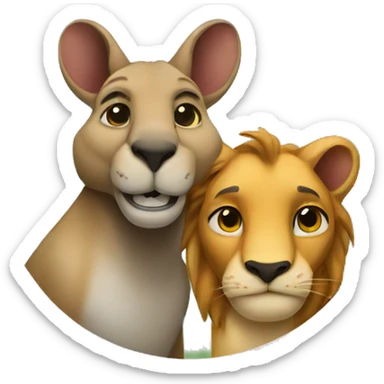 a kangaroo and a lion sticker