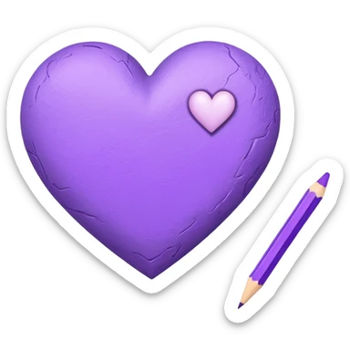 paper with emptu Hand drawn purple heart  with pencil sticker