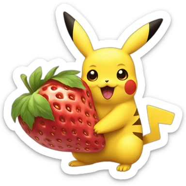 Pikachu eating strawberries sticker