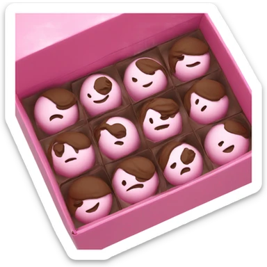 4 chocolate truffles in a pastel pink box sticker