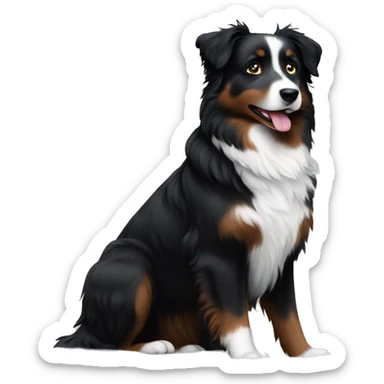 Small black australian shepherd dog winter background  sticker