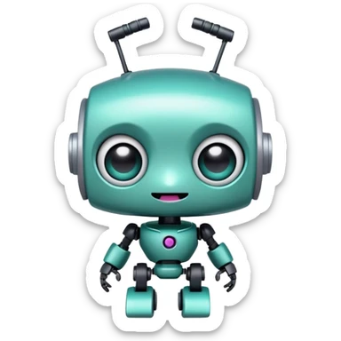 cute GIR robot from Invader Zim with big eyes, teal color, happy expression sticker