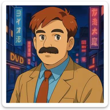 Add a neon city background, keep the 90's anime style and all original colors and lighting sticker