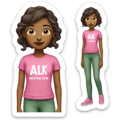 Brown girl wearing pink and green with “AKA” t shirt  sticker