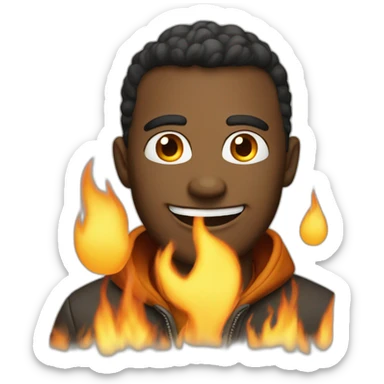 Cool Guy who have eyes in fire and big smile sticker