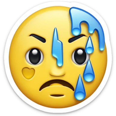 A crying glitchy emoji which is putting a thumbs down sticker