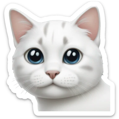 White cat with black spot on face sticker
