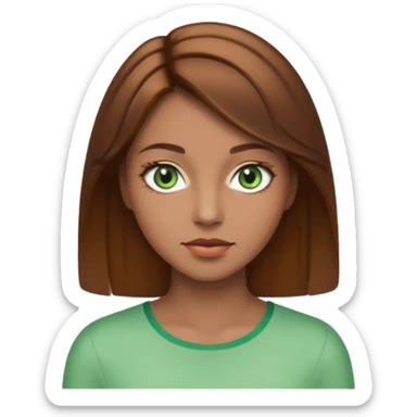mujer con el pelo marrón con hairlights y ojos verdes, blanquita  sticker