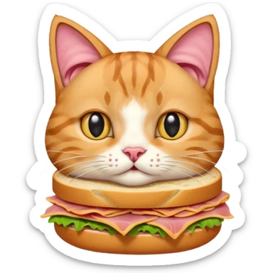 Cat eating ham sandwich sticker
