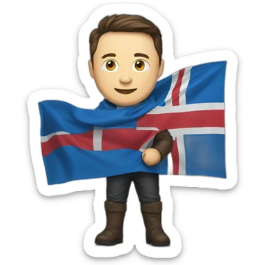 Elon Musk holding Iceland flag sticker