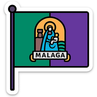 minimalist icon of the Malaga flag, focusing on the main elements and colors sticker