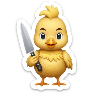 little chicken holding knive sticker