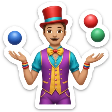 a Circus juggler juggling two balls sticker
