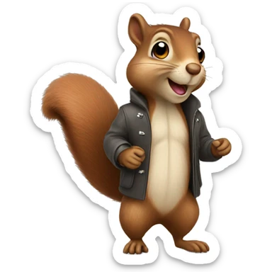 Squirrel wearing coat sticker