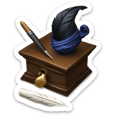 fancy ink well and quill sticker