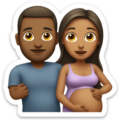 A pregnant woman with her husband  sticker