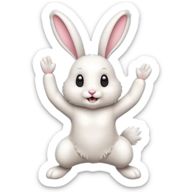 Excited bunny dancing sticker