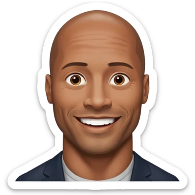 Dwayne Johnson with dark brown hair sticker