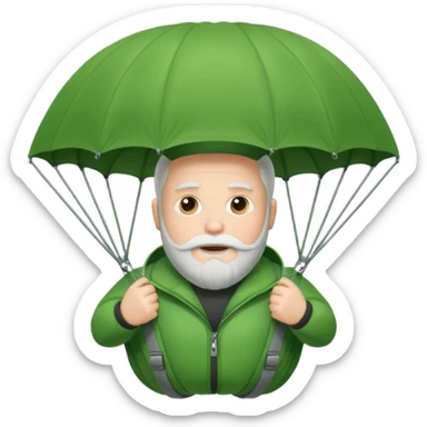 Man with a white beard in a green parachute sticker