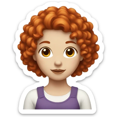 a girl with red curly hair and white skin sticker