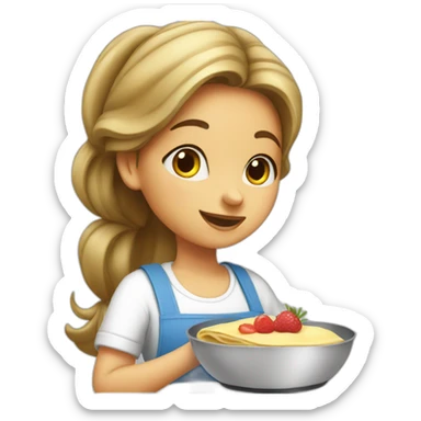 Girl baking crepes sticker
