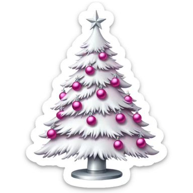 white Christmas tree with pink ornaments sticker