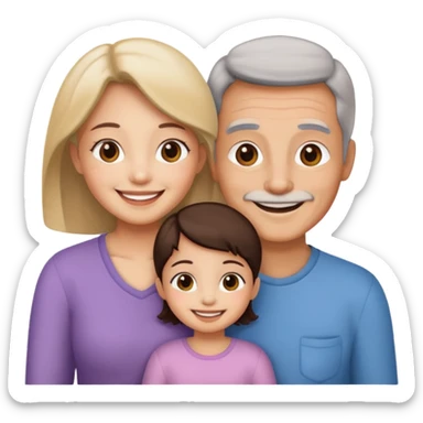 mama, papa niña y gata sticker