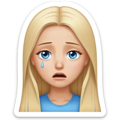 beautiful white girl with long straight blonde hair blue eyes crying  sticker