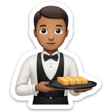 serveur avec un plateau dans la main sticker