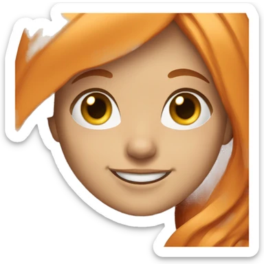 happy girl with long orange hair and bangs sticker