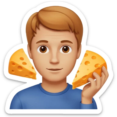 white guy with light brown hair cheddar cheese sticker