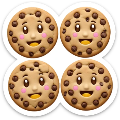 please create cookie emojis, similar to a cookie that looks like it's smiling for a happy cookie, or a cookie that looks like it's frowning for a sadcookie. please use other emotions other than happy or sad sticker