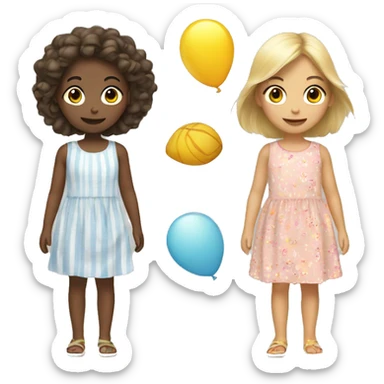 playful girls in summer dresses sticker